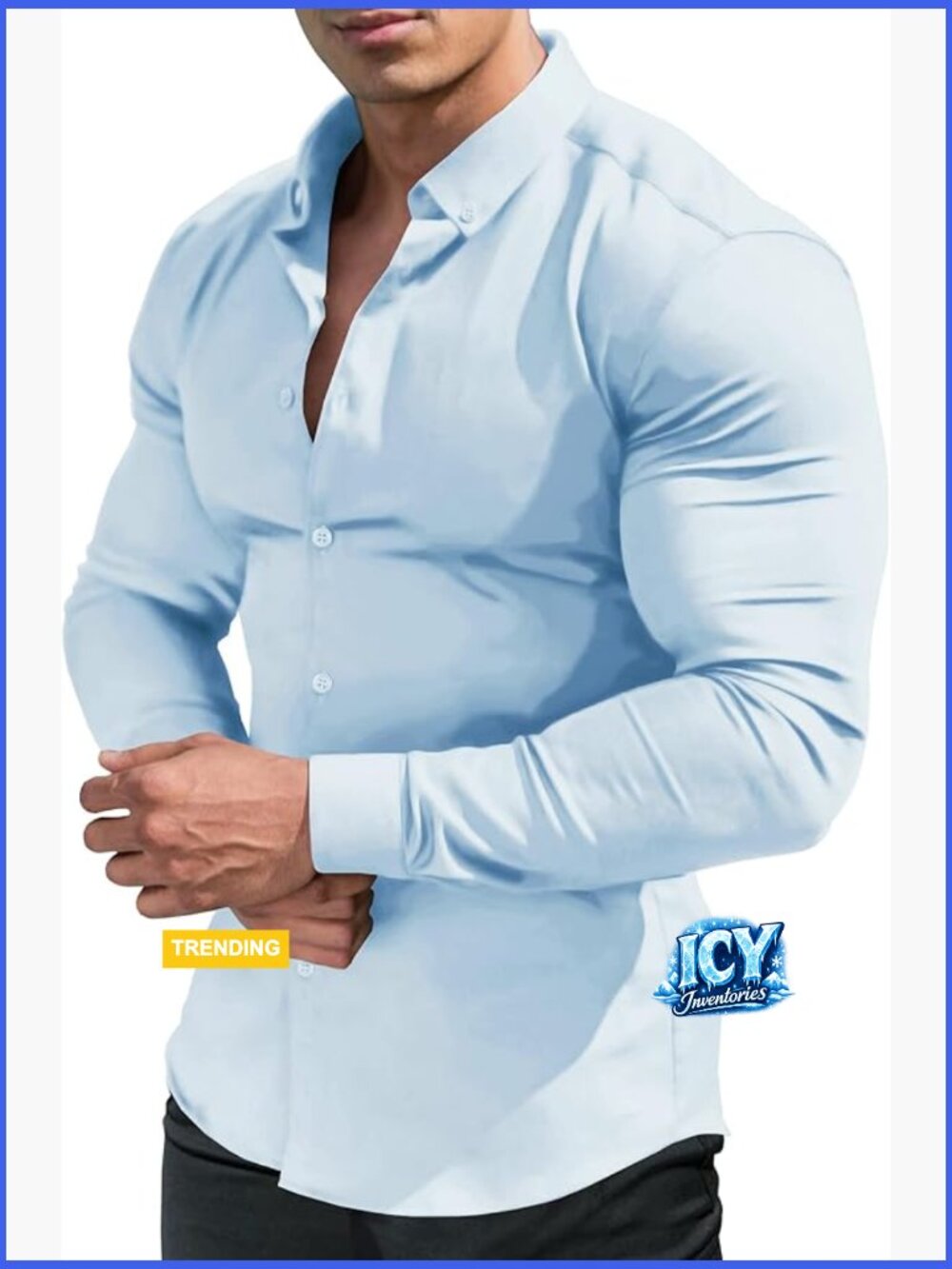 Slim Fit Stretch Button Down Shirt, Nylon Muscle Dress Shirt